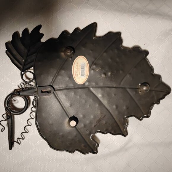 Lot of 2 Fall Items - Footed Metal Leaf Tray & Round Pine Cone Ball - Picture 4 of 8